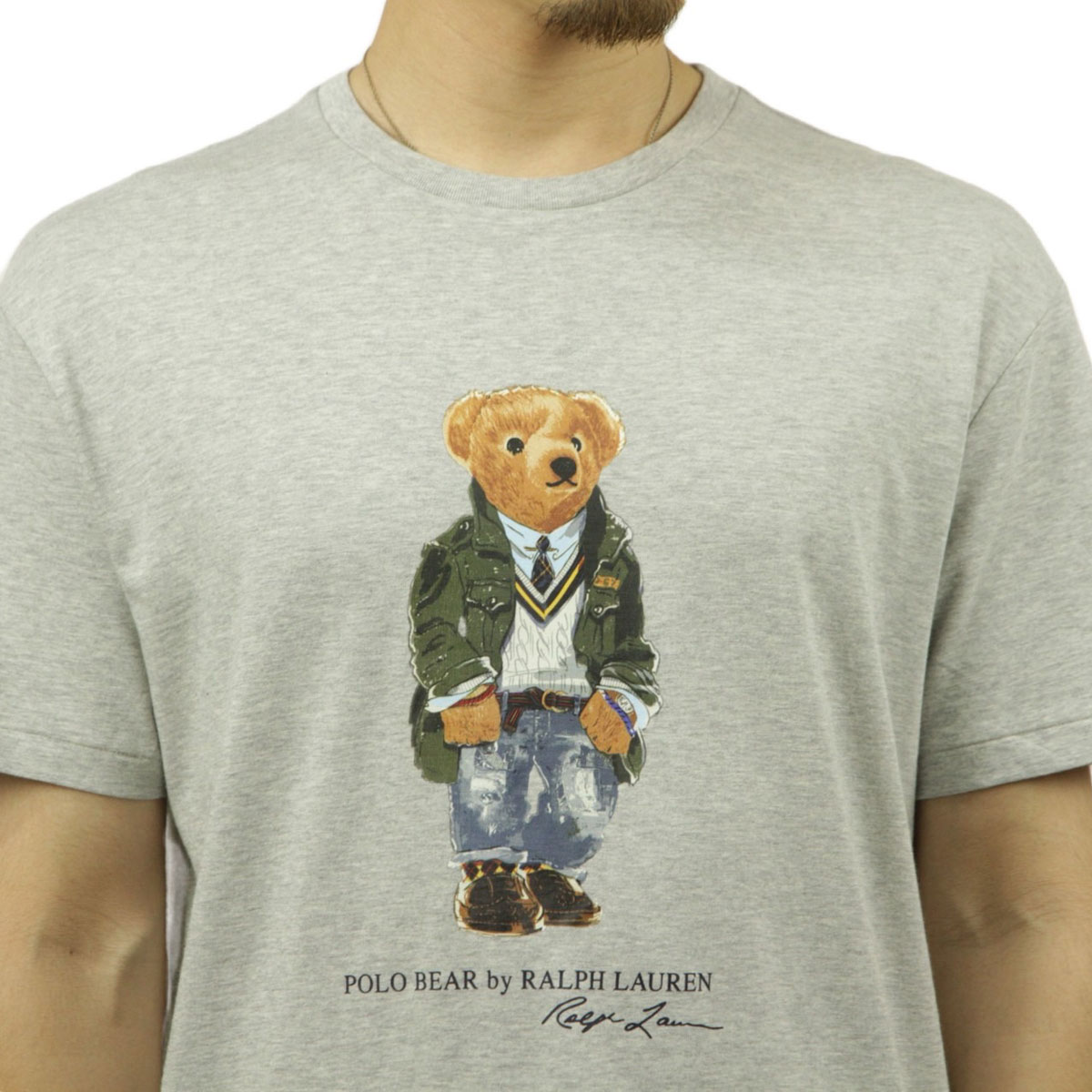 �ݥ� ���ե������ ��� ȾµT����� ������ POLO RALPH LAUREN ���롼�ͥå� �ݥ��٥� BEAR SHORT SLEEVE T-SHIRT GREY 710854497