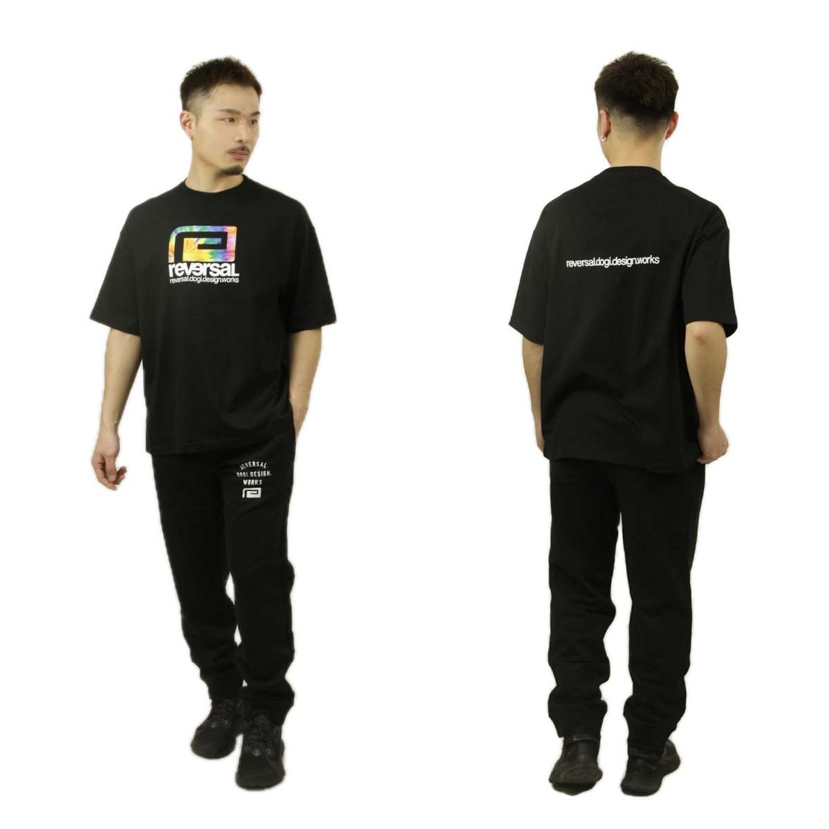 ��С����� ��� ȾµT����� ��������Ź REVERSAL ���롼�ͥå� ���åȥ� �ӥå����륨�å� TIE DYE BIG MARK COTTON Big silhouette TEE �̎ގ׎��� rv25ss003-BK BLACK A06B B1C C1D D1E E13F