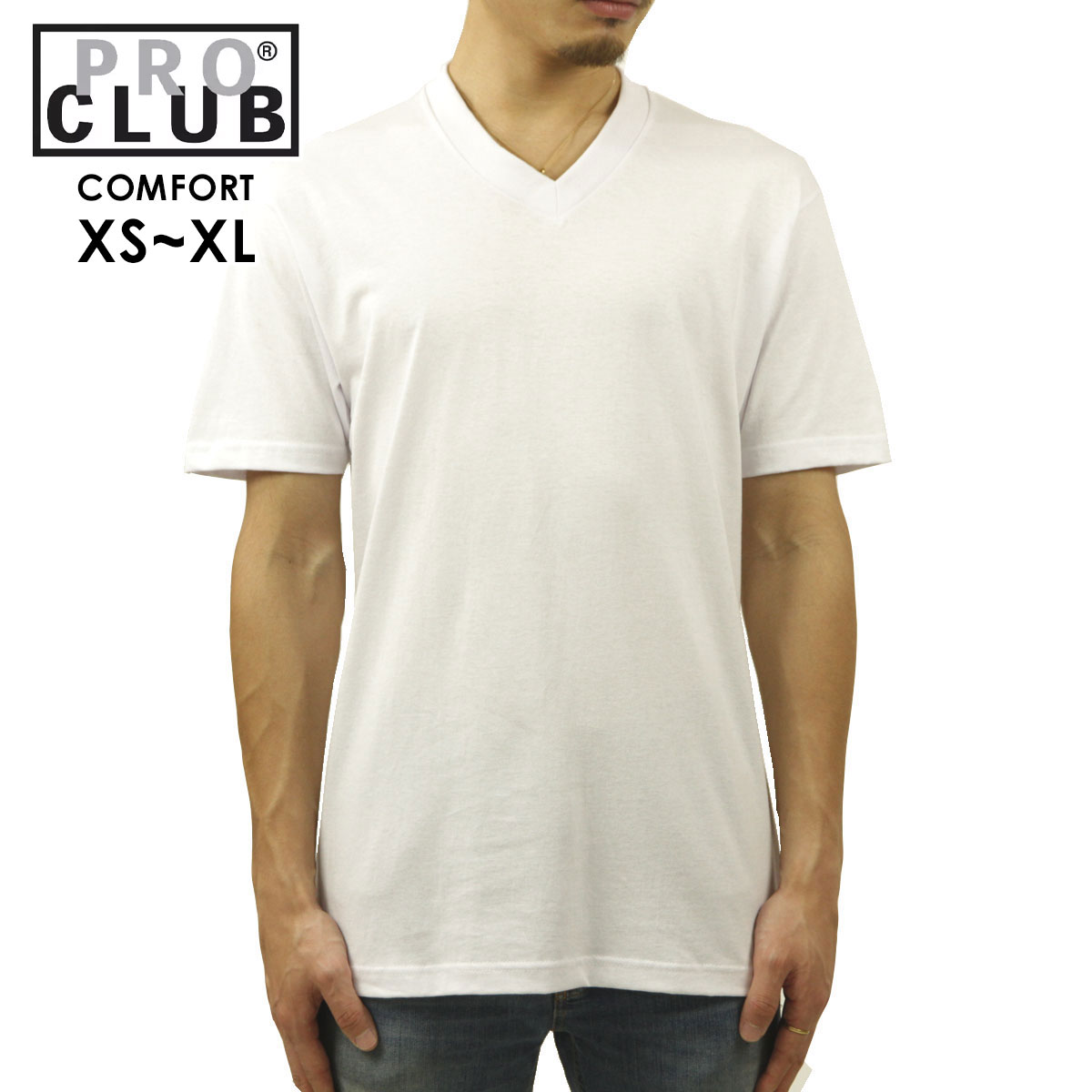 �ץ������ T����� ��� ������ PROCLUB ȾµT����� V�ͥå�T����� COMFORT SHORT SLEEVE V-NECK TEE WHITE #106  �礭�������� AB6B B1C C1D D1E E01F