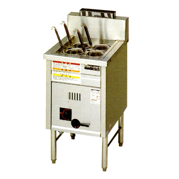 マルゼン 1槽式 角槽型ゆで麺器[ゆでカゴ4つ] 幅450×奥行600×高