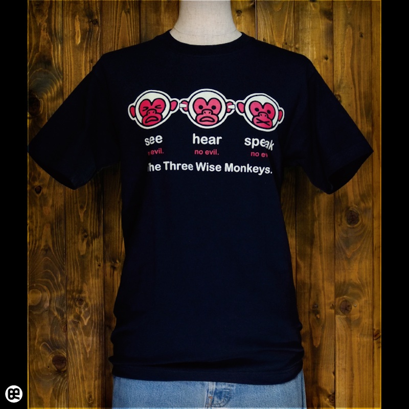 ThreeMonkey : ネイビー：Tシャツ