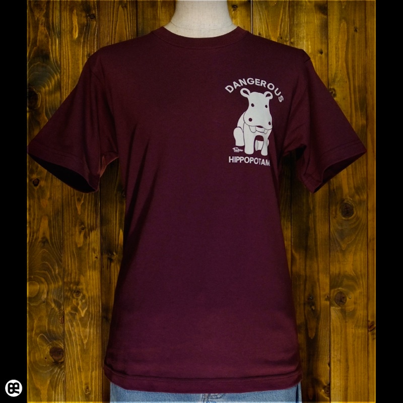危険なカバ : バーガンディ：Tシャツ