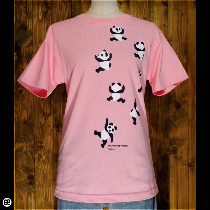 のぼるパンダ : ピンク：Tシャツ