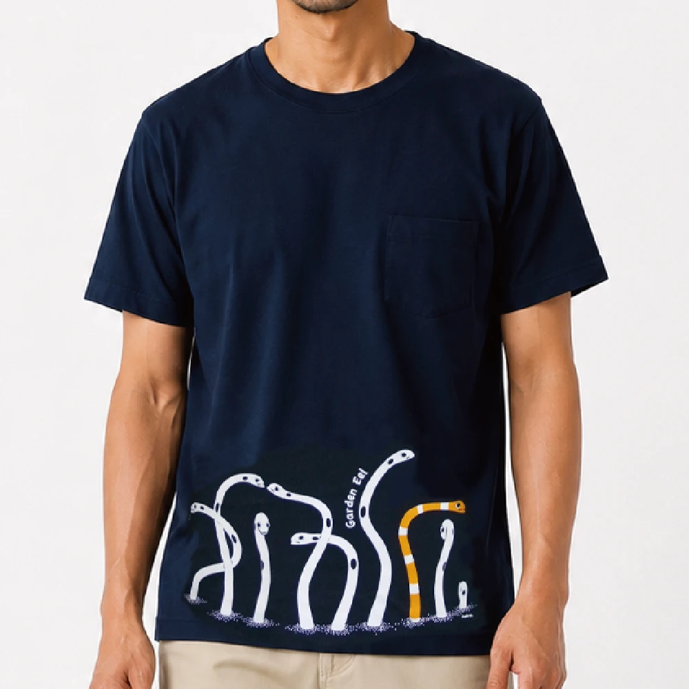 ちんあなご : ネイビー：Tシャツ