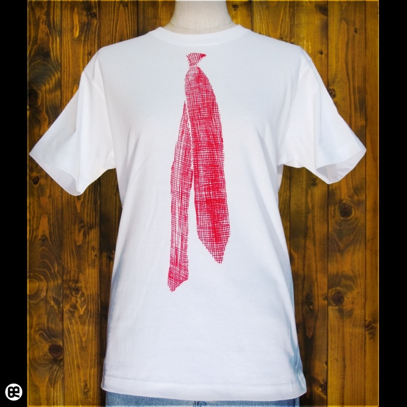 ネクタイ２(エンジ) : ホワイト：Tシャツ