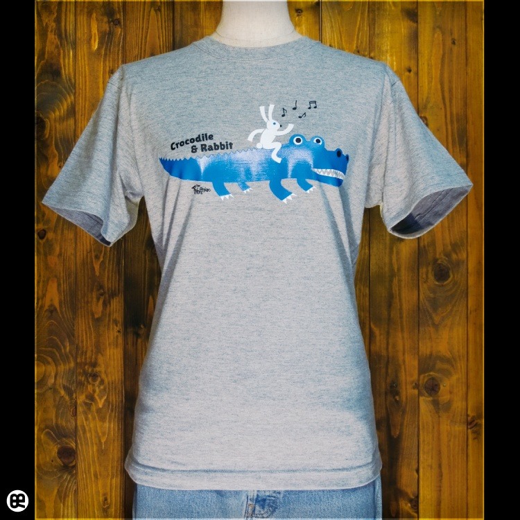 ワニウサギ : ヘザーグレー：Tシャツ