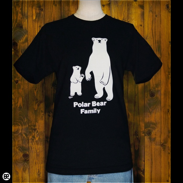 シロクマ親子 : ディープブラック：Tシャツ