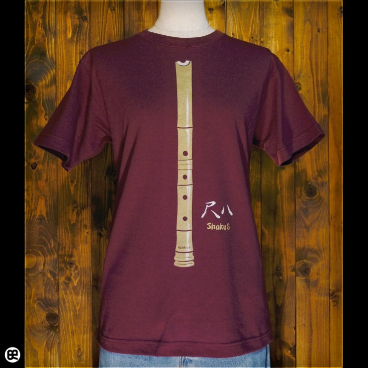 尺八 : バーガンディ：Tシャツ