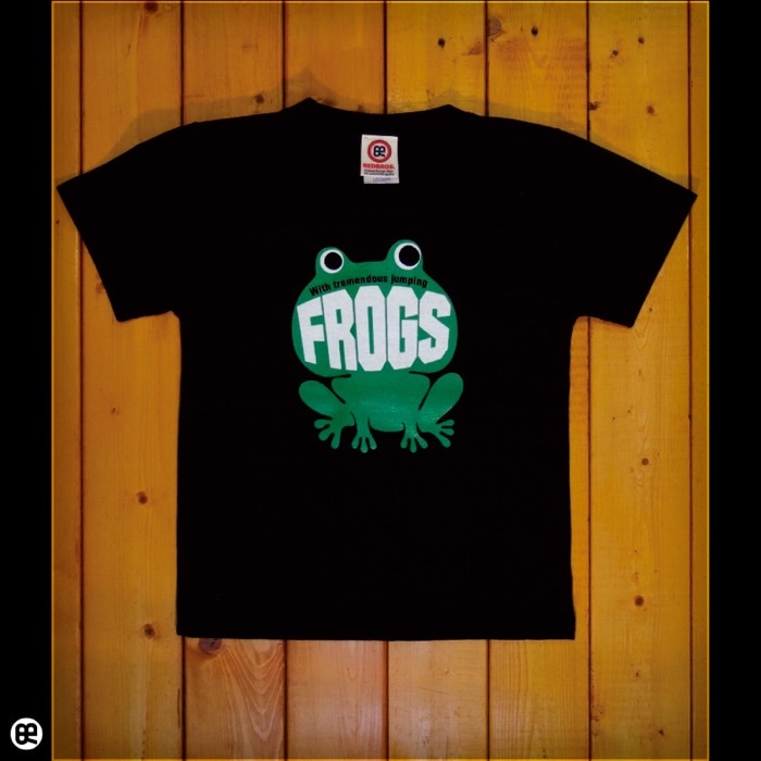 キッズＴシャツ：カエルちゃん : ブラック：5.6オンス
