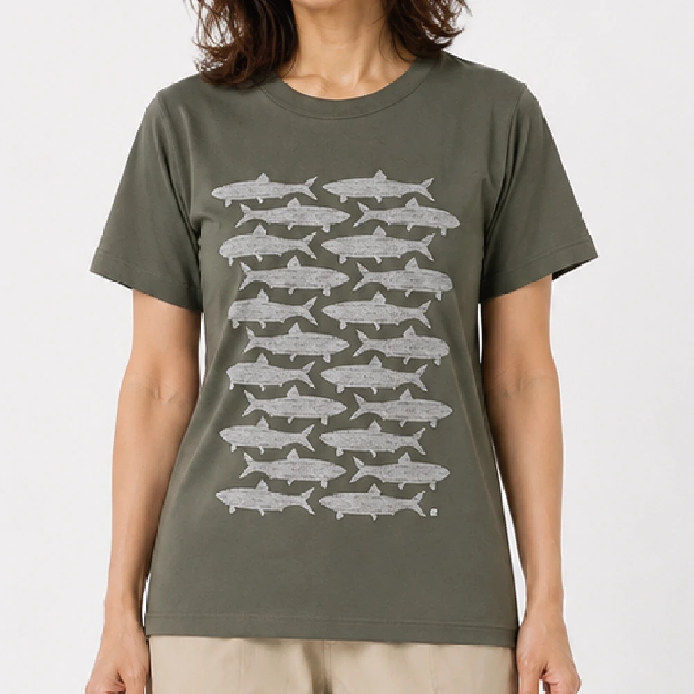 ヘリンボーン : アーミーグリーン：Tシャツ