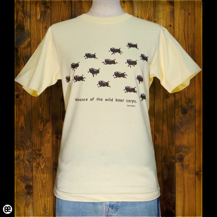 進撃のイノシシ : イエローヘーゼ/6.2oz半袖Tee/SpoTee/サイズ XXS,XS,S,M,L/メンズ/レディース/Ｔシャツ専門店
