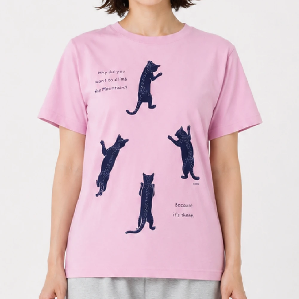 猫クライマー２：ピンク：Tシャツ