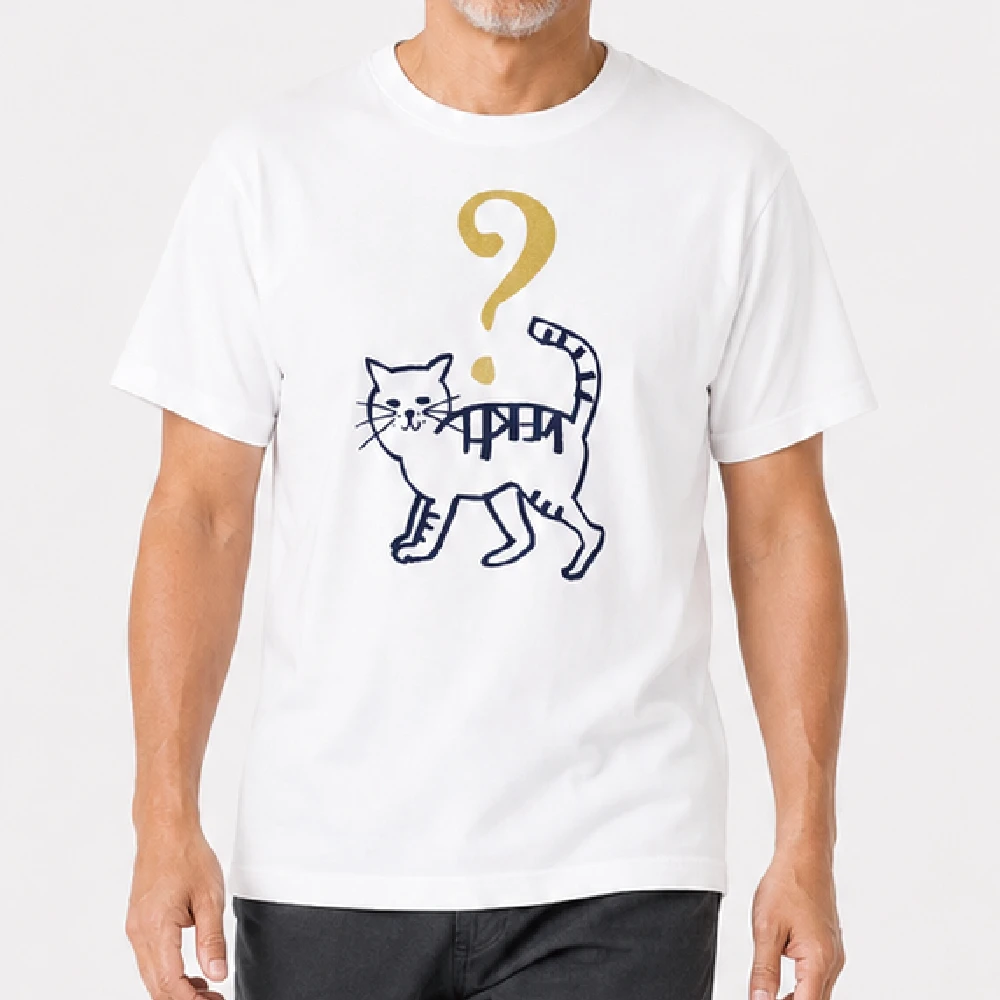 なにか？：ホワイト：Tシャツ