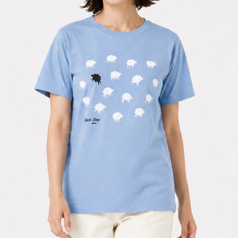 くろいひつじ：エアーブルー：Tシャツ
