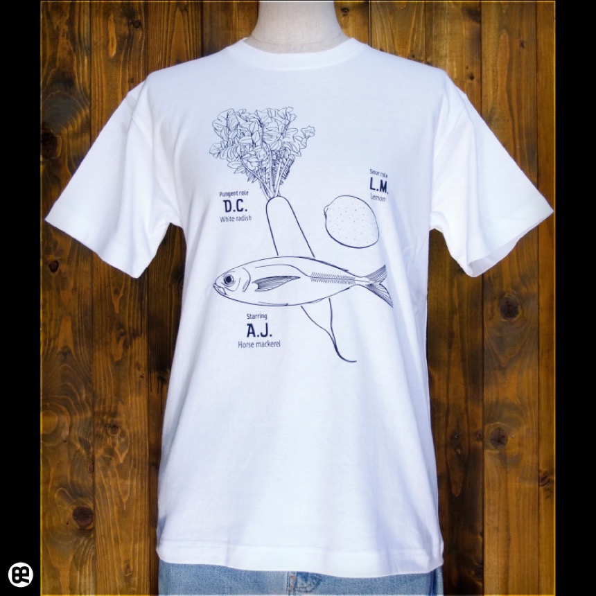アジたち：ホワイト：Tシャツ