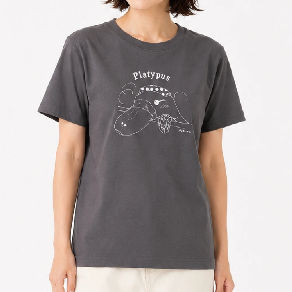 カモノハシと一緒：ダークグレー：Tシャツ