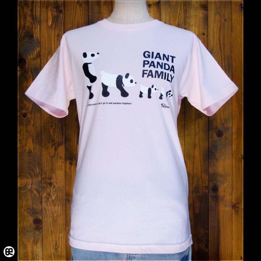 パンダファミリー：フロストピンク：Tシャツ