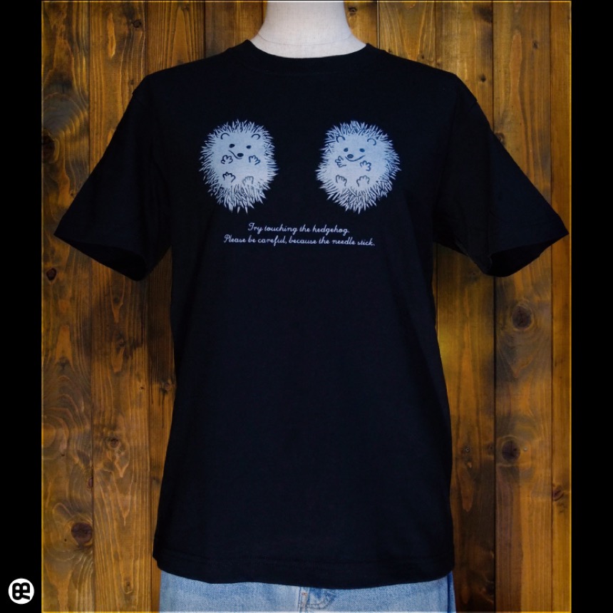 ハリネズミ(BK)：ブラック：Tシャツ
