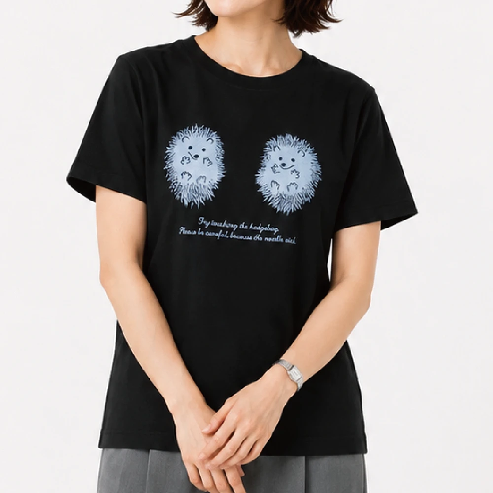 ハリネズミ(BK)：ブラック：Tシャツ