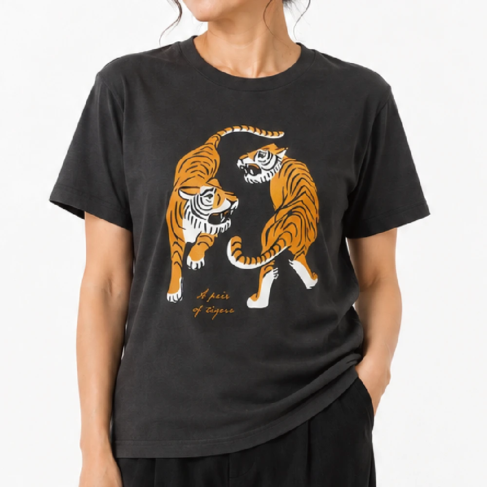 夫婦虎：スモークブラック：Ｔシャツ
