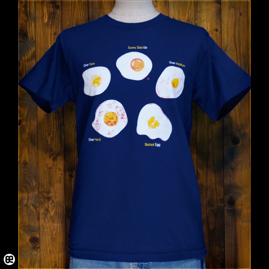 目玉焼き：インディゴ：Tシャツ