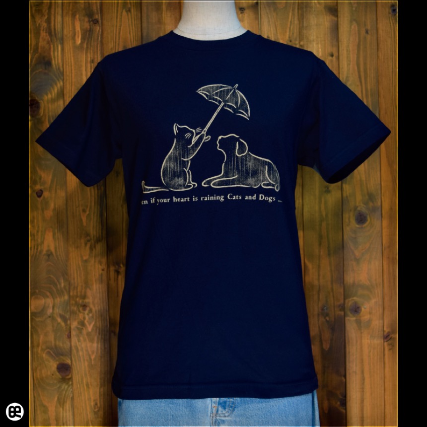 Cats and Dogs：ネイビー：Tシャツ