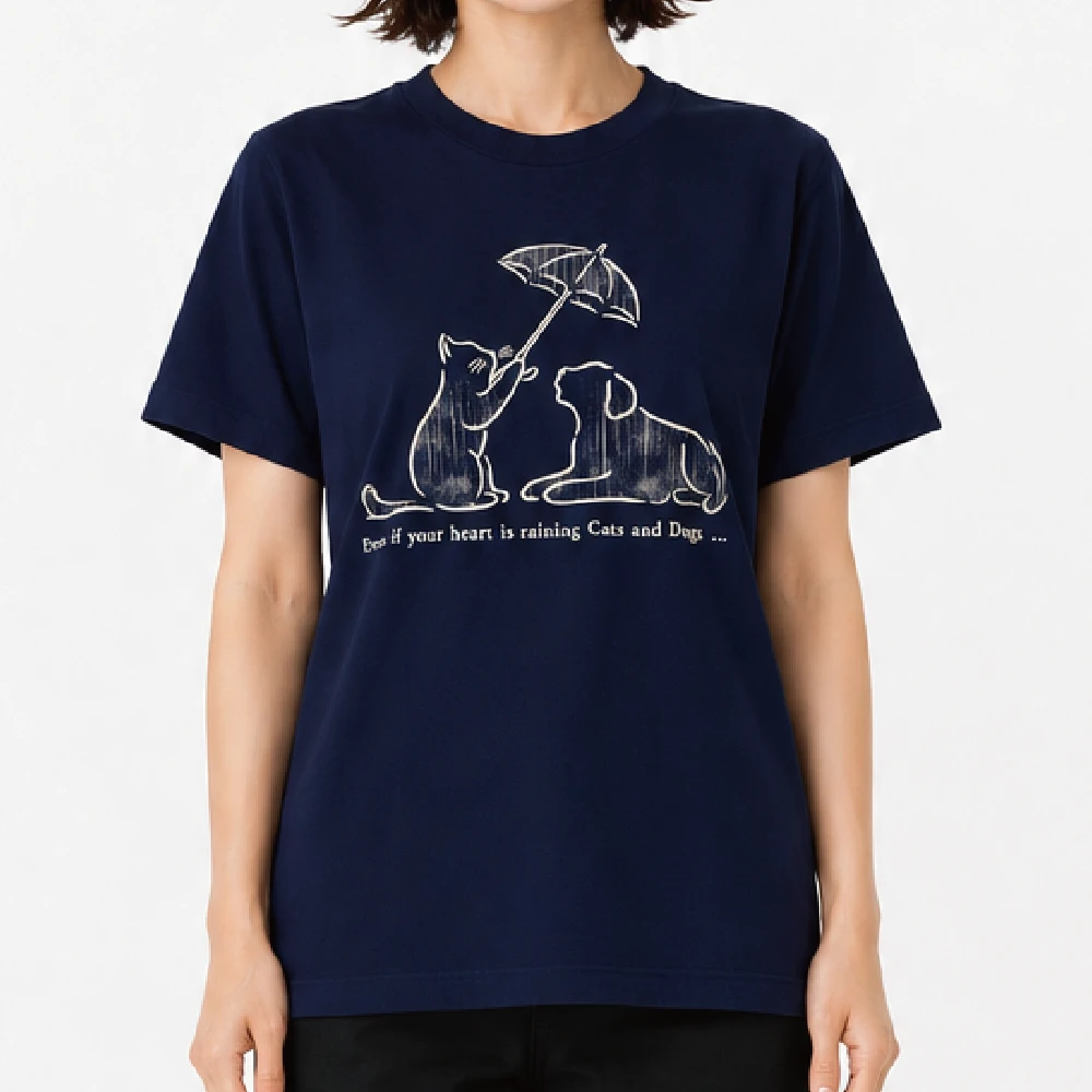 Cats and Dogs：ネイビー：Tシャツ