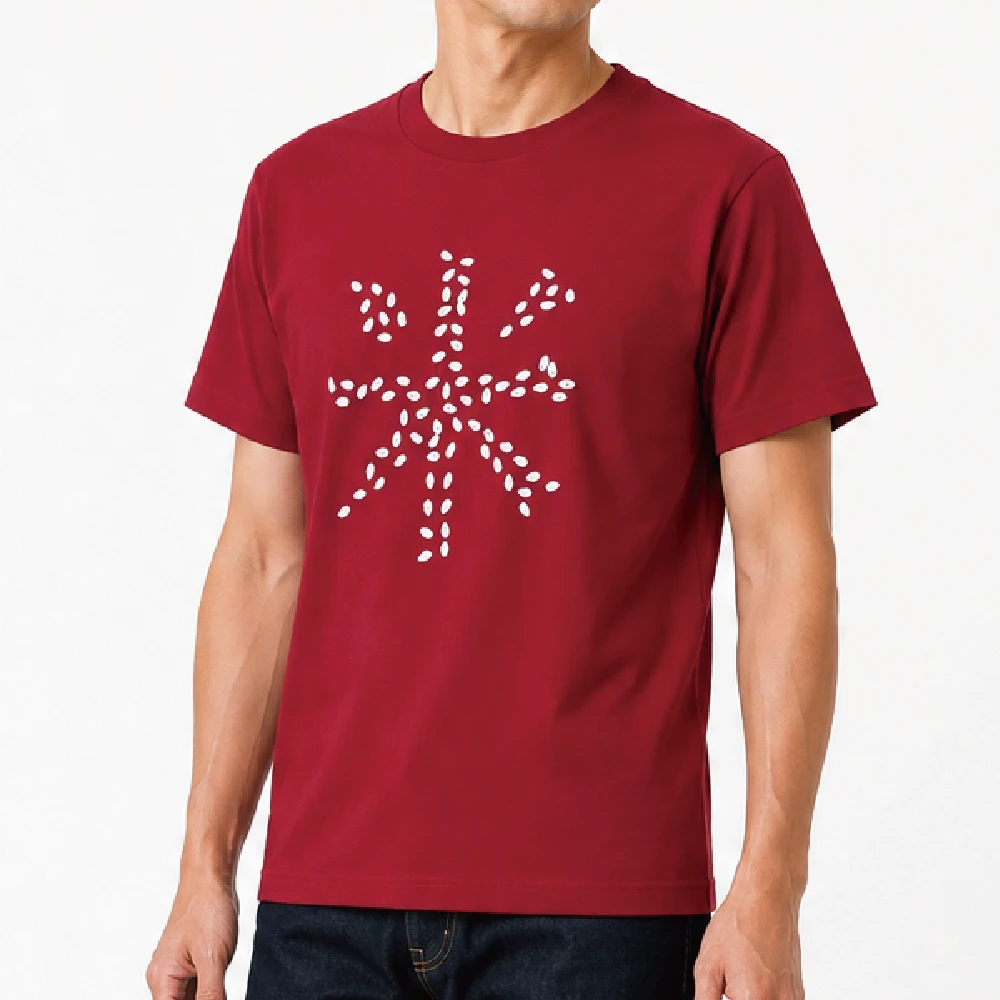 白米：バーガンディ：Tシャツ
