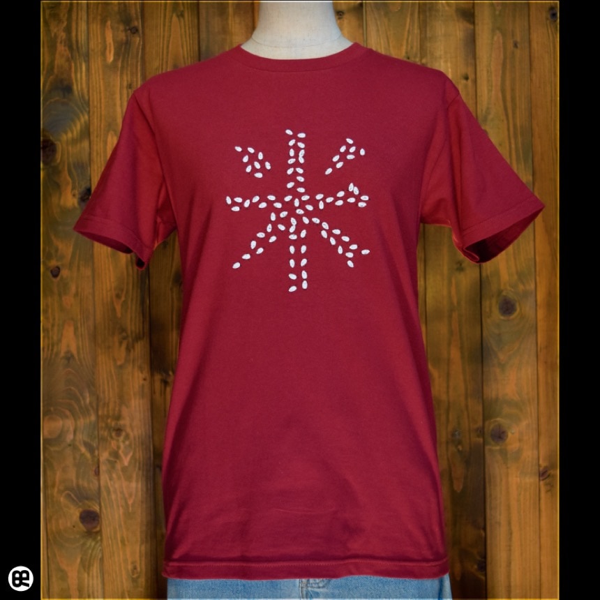 白米：バーガンディ：Tシャツ