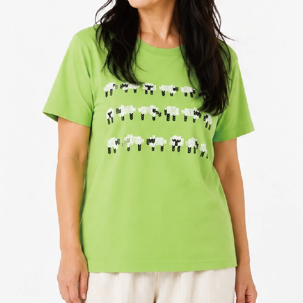 羊ウール：ライトグリーン：Tシャツ