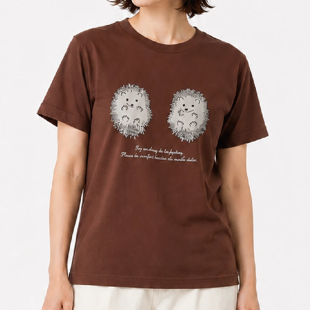 ハリネズミ：ダークブラウン：Tシャツ