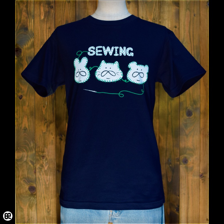SEWING：ネイビー：Tシャツ