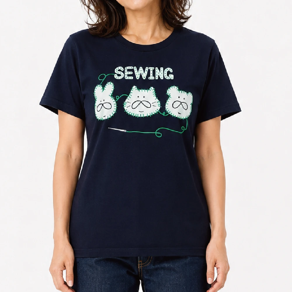 SEWING：ネイビー：Tシャツ