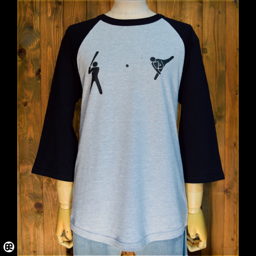 5.6oz.ラグラン７分袖：投打：GY/BK