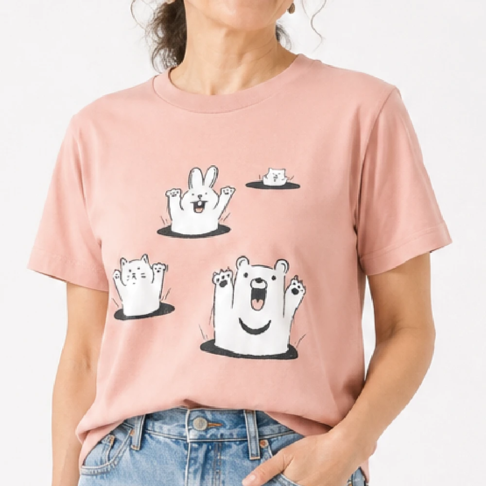 ホールアニマルズ：ダスティピンク：Tシャツ