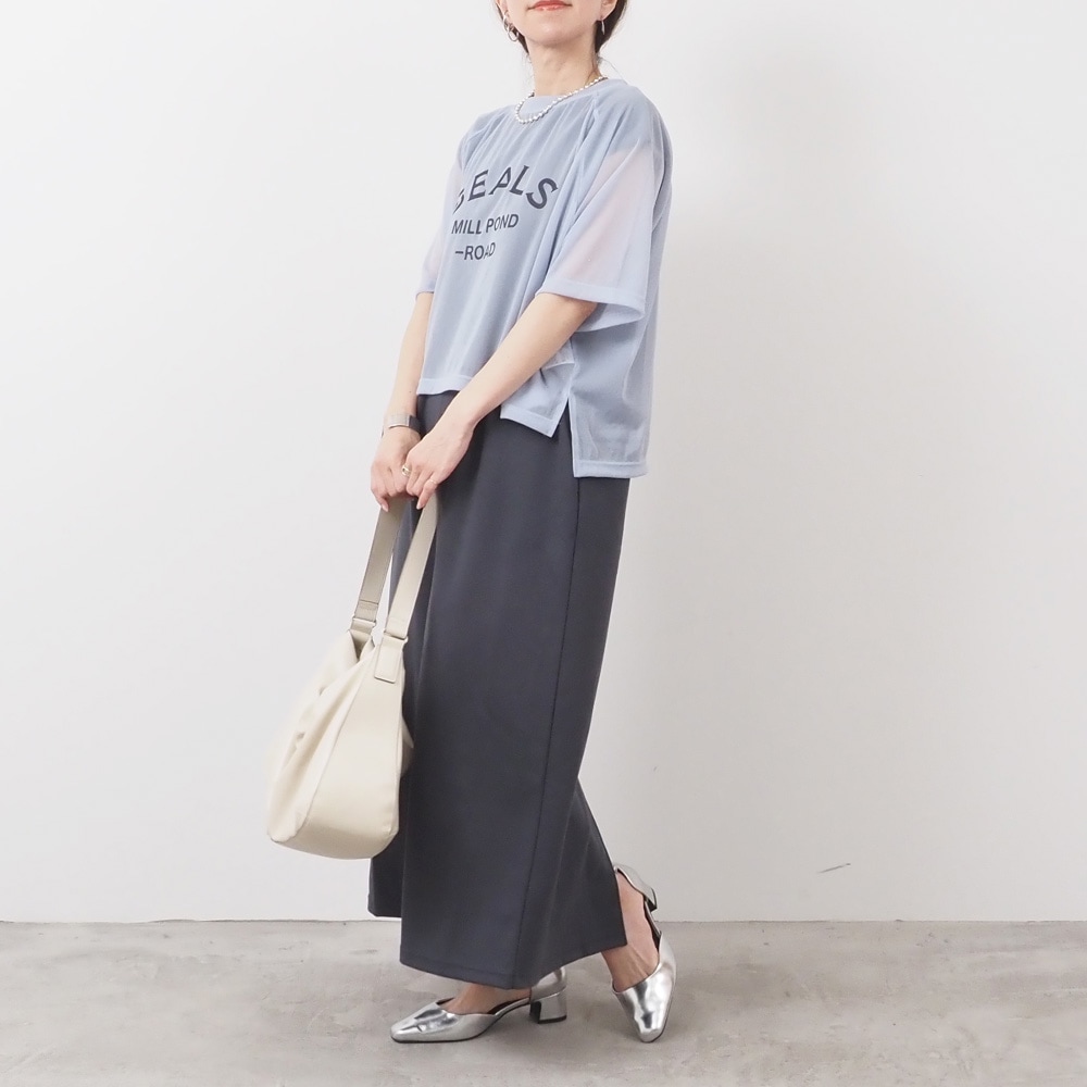 REFRAIN(リフレイン) トリコットンシフォン プリントカットソー 444201