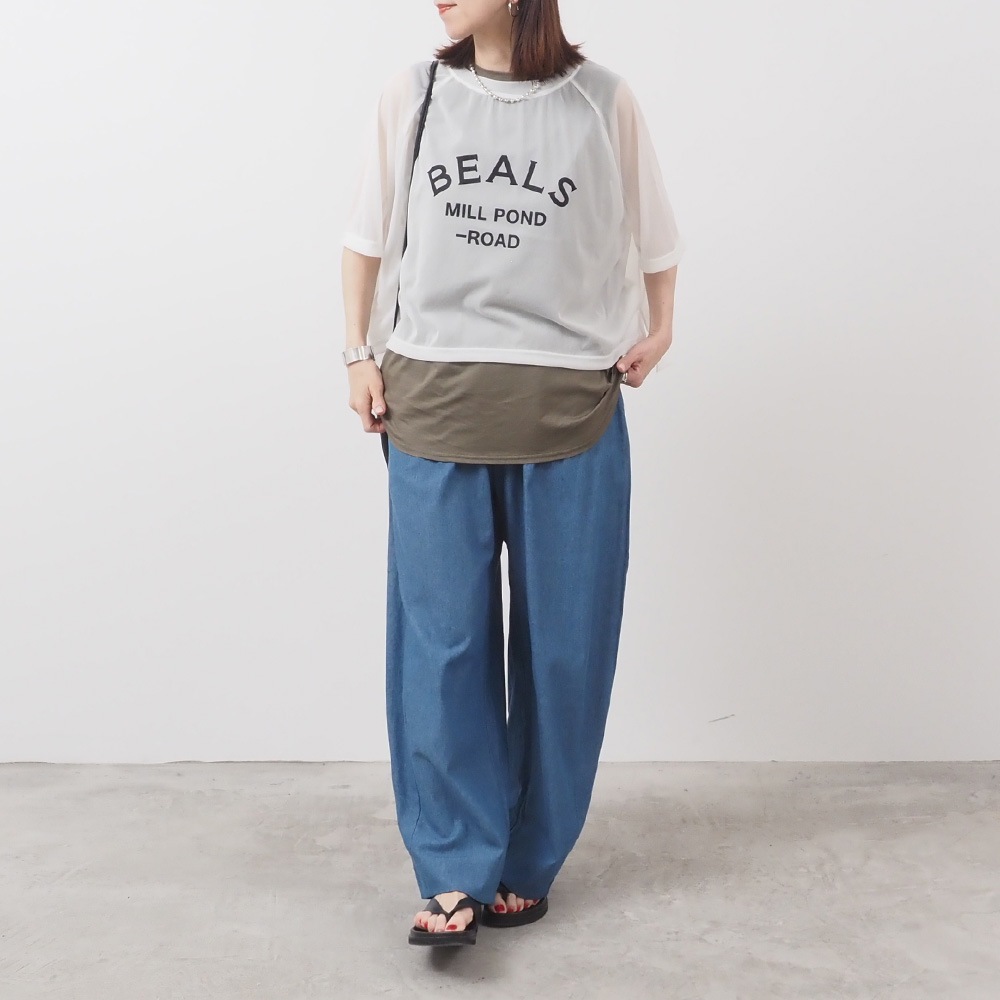 REFRAIN(リフレイン) トリコットンシフォン プリントカットソー 444201