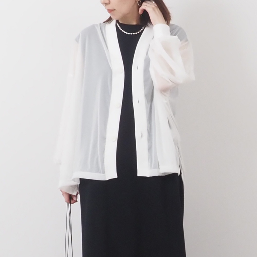 REFRAIN(リフレイン) トリコットンシフォン カーディガン 444200