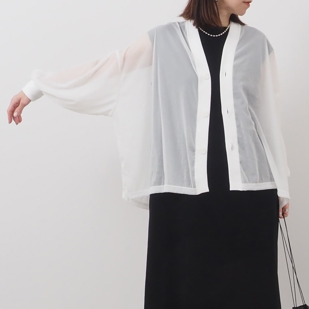 REFRAIN(リフレイン) トリコットンシフォン カーディガン 444200