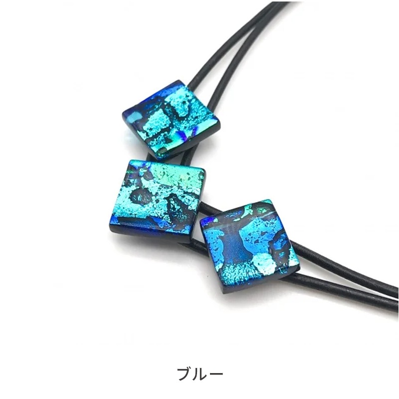 Mix] ネックレス(ガラス3連・革紐タイプ)全2色 | 福村硝子 | ものと
