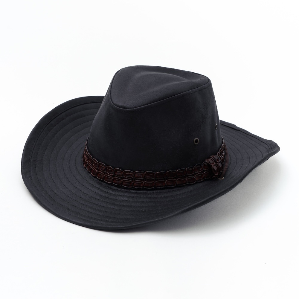 【新品】 ブラック キャディバッグ テンガロンハット刺繍ロゴ付き 堅牢PU製 Editor's Trends/エディターズ トレンド」PU テンガロンハット | HAT