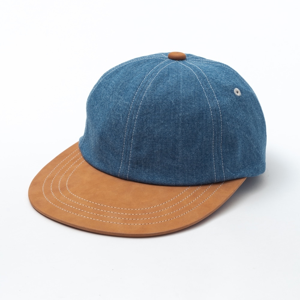 帽子 THE FACTORY MADE/ザファクトリーメイド」LEATHER VISOR DENIM CAP
