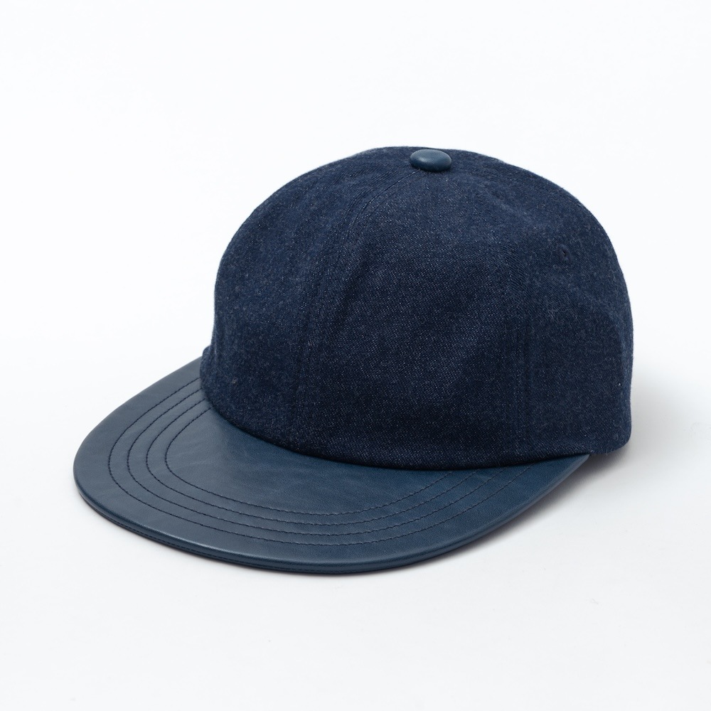   デニムcap THE FACTORY MADE/ザファクトリーメイド」LEATHER VISOR DENIM CAP