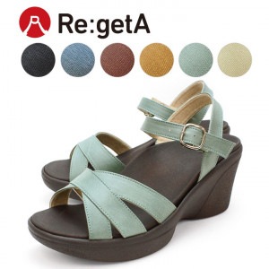 リゲッタ Re:getA R-1013 サンダル レディース ウェッジソール 厚底 デニム バックストラップ