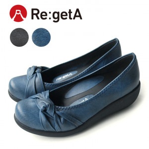 リゲッタ Re:getA R-39 デニムリボンミドルウェッジパンプス(5cmヒール)