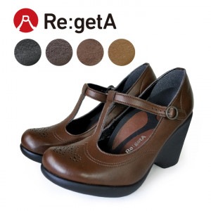 リゲッタ Re:getA R-94 メダリオンTストラップパンプス(9cmヒール)