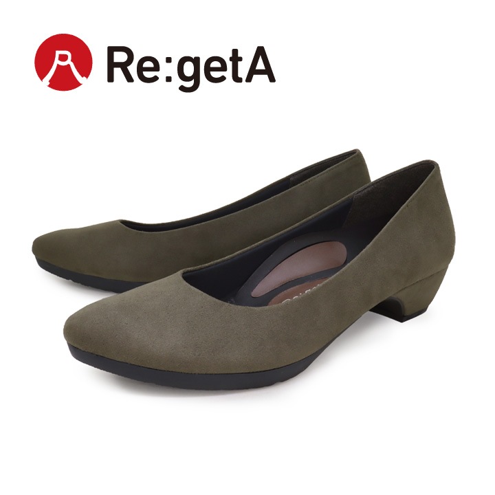 ウィンターセール開催＆P10倍！10日23：59まで！リゲッタ Re:getA HR-3500 ポインテッドトゥ パンプス スウェード調 履きやすい 歩きやすい 痛くなりにくい