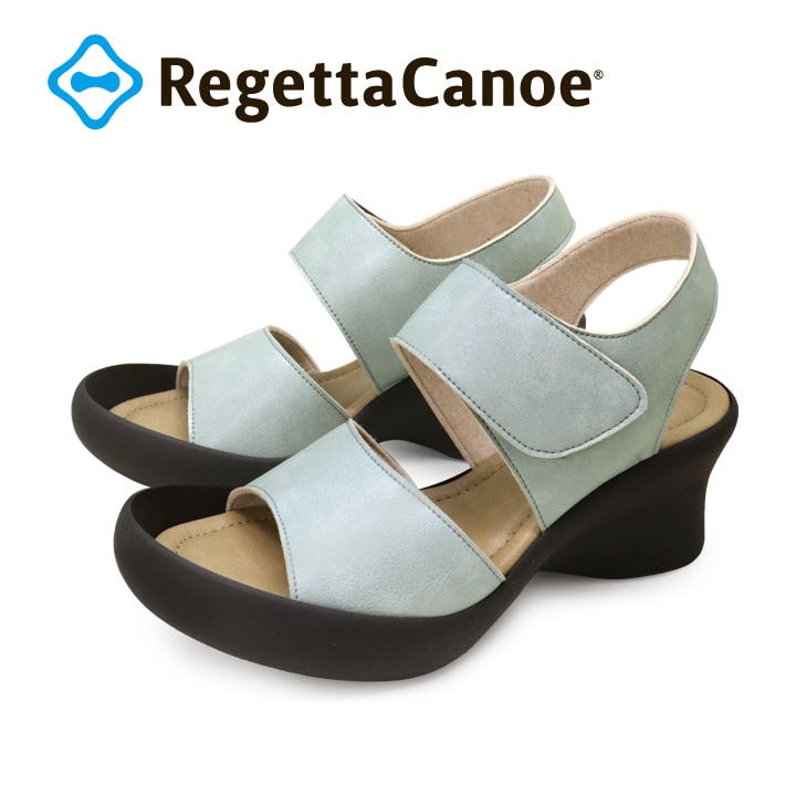 リゲッタカヌー RegettaCanoe CJFH-810 バックベルトサンダル ハイウェッジ 2本ベルト 履きやすい 歩きやすい サンダル レディース フレンチウェッジヒール 美脚