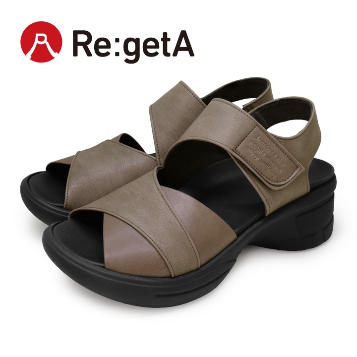 リゲッタ Re:getA RE-551 折り紙デザイン 異素材使い サンダル 生グミインソール 軽量 厚底 バックベルト レディース 履きやすい 歩きやすい EVA
