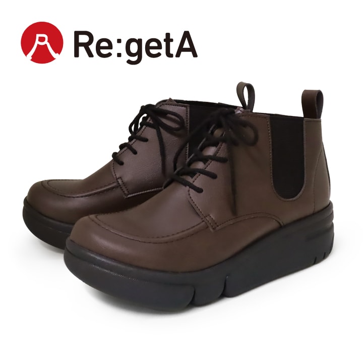 Re:getA リゲッタ レディース 軽量厚底 サイドゴア ハイカットレースアップシューズ RE-170